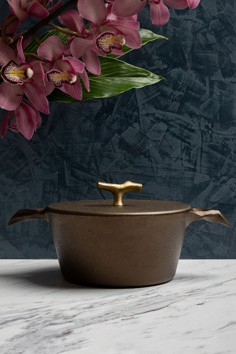 Nest Homeware 3.5 qt Cast Iron Dutch Oven with Brass Knob