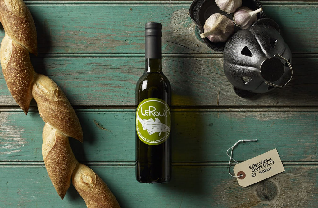 Premium LeRoux Garlic Infused Extra Virgin Olive Oil for Cooking